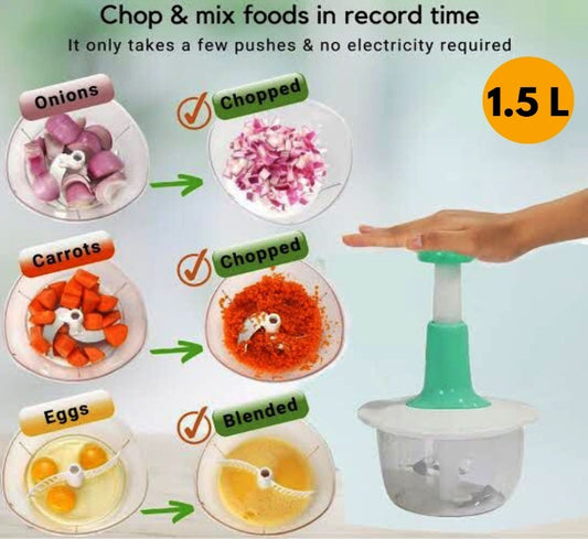9-in-1 Manual Chopper – Vegetable, Meat & Salad Cutter with Blender & Shredder